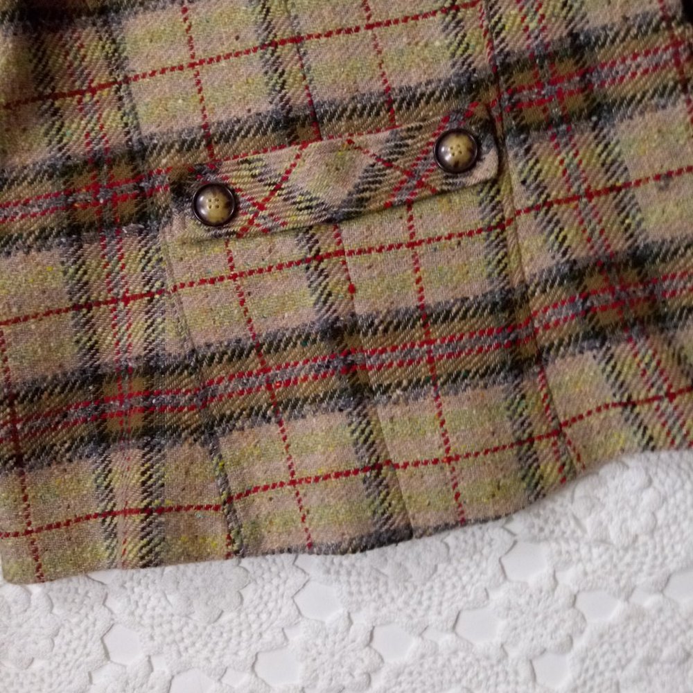 Artifacts Collection Wool Jacket Coat Plaid Tan S… - image 8